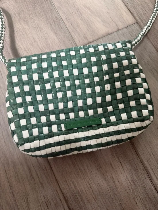 Loeffler Randall Vinnie Green and White Woven Crossbody Bag - Picture 6 of 9
